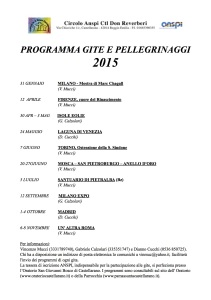 PROGRAMMA GITE E PELLEGRINAGGI